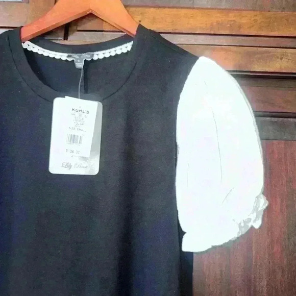 Lily Rose Dress Woman’s Dress size Small Black with White puffy sleeves - Picture 6 of 8